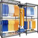 Ulif E12 Clothes RackHeavy Duty Freestanding Garment Rack with ShelvesMetal Clothing Closet Storage System for Hanging Clothes71" W x 16" D x 76.5" H, Hold 960 lbs Black