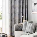 Floral Grey Blackout Curtains for Bedroom Thermal Insulated Room Darkening Vintage White Flower Window Drapes for Living Room 84 Inches Long 2 Panels (Front (Grey Color)/Back ( White Color))