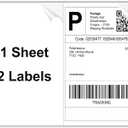 Half Sheet Shipping Labels, 8.5" x 5.5" Address Labels, Half Sheet Self Adhesive Mailing Labels for Laser & Inkjet Printers (100 Sheets, 200 Labels)