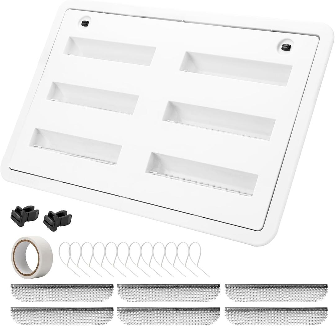 RVGUARD RV Refrigerator Lower/Upper Mount Vent 23-1/8"W x 15" H, RV Refrigerator Vent Cover Replacement White with Screen for Camper Trailer