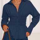 ZESICA Womens 2026 Spring Long Sleeve Blouse Business Dressy Casual Button Down Shirts Peplum Tops Fashion Trendy Clothes (Blue, S)