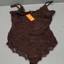 FeelinGirl Shapewear Bodysuits for Women Lace Shapewear Tummy Control V-Neck Sleeveless Bodysuit Tops Jumpsuit (Large, Brown)