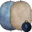 Kate 5x6.5ft(1.5x2m) Tan Blue Collapsible Backdrop Double Sided Folding Backgrounds Pop Up Reversible Backdrops for Photo Video Studio