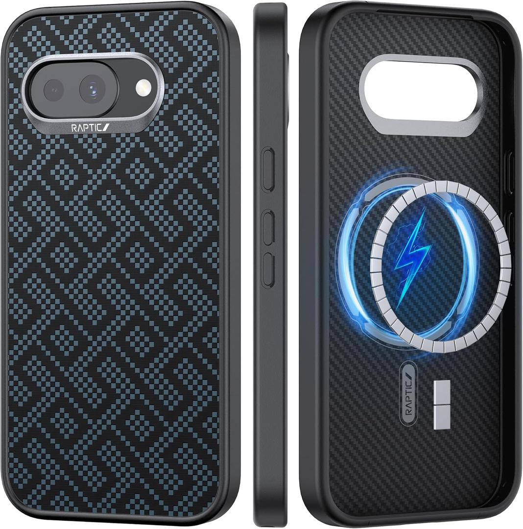 RAPTIC 2025 Aramid Case for Google Pixel 9a, Compatible with Magnetic, Non-Slip & Slim 600D Aramid Fiber, Military Grade Drop Protection, Anti-Scratch Shockproof Protective Case, 6.3 inch