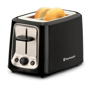 Toastmaster 2-Slice Toaster - Black with Stainless Steel - Kitchen Essential for Sandwich Bread & Breakfast Toast - Toaster with Wide Slots, High Rise Toast Lift & Cool-Touch Exterior