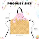 Ice Cream Parlor Apron, Cute Cones Colored Sprinkles Apron for Women with Adjustable Neck, Pockets Home Kitchen