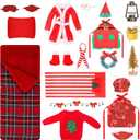 20 Pcs Christmas Elf Accessories Kit Doll Clothes Accessories Sleeping Bag Elf Accessory Include Elf Sleeping Bag Apron Chef Hat Sweater Scarf Glasses Bathrobe Shoes Hammock for Elf Doll Decor