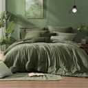 Monbix King Size Comforter Set Olive Green 7 Pieces Bed in a Bag