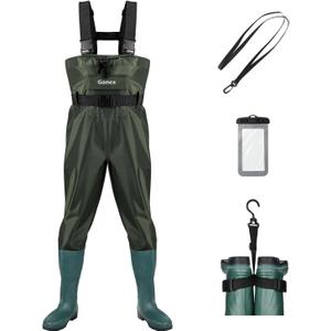 Gonex Chest Waders Hunting Fishing Waders for Men Women Waterproof 70D Nylon Wader for Duck Hunting Fishing, Green, Sizes 11