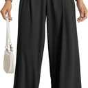 ODODOS Pleated Wide Leg Pants for Women Flowy Lightweight High Waist Trouser with Pockets-27 Inseam, Dune, X-Small
