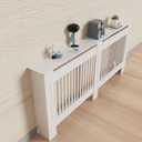 High Radiator Cover Wood Cabinet: 36 Inch Height White Large Heater Covers Vertical Slats Modern Tall Radiators Shelf Thicken MDF Wooden Bedroom Hallway Home Furniture Wall Cabinets for Living Room, L59.84 x W7.48 x H36.3 Inch