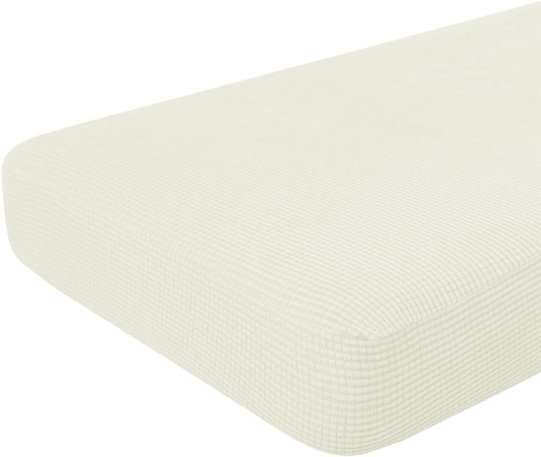 Hokway Stretch Couch Cushion Replacement Slipcovers Reversible Cushion Slipcovers Sofa Cushion Covers(Creamwhite, Large) (Large (1 Piece))