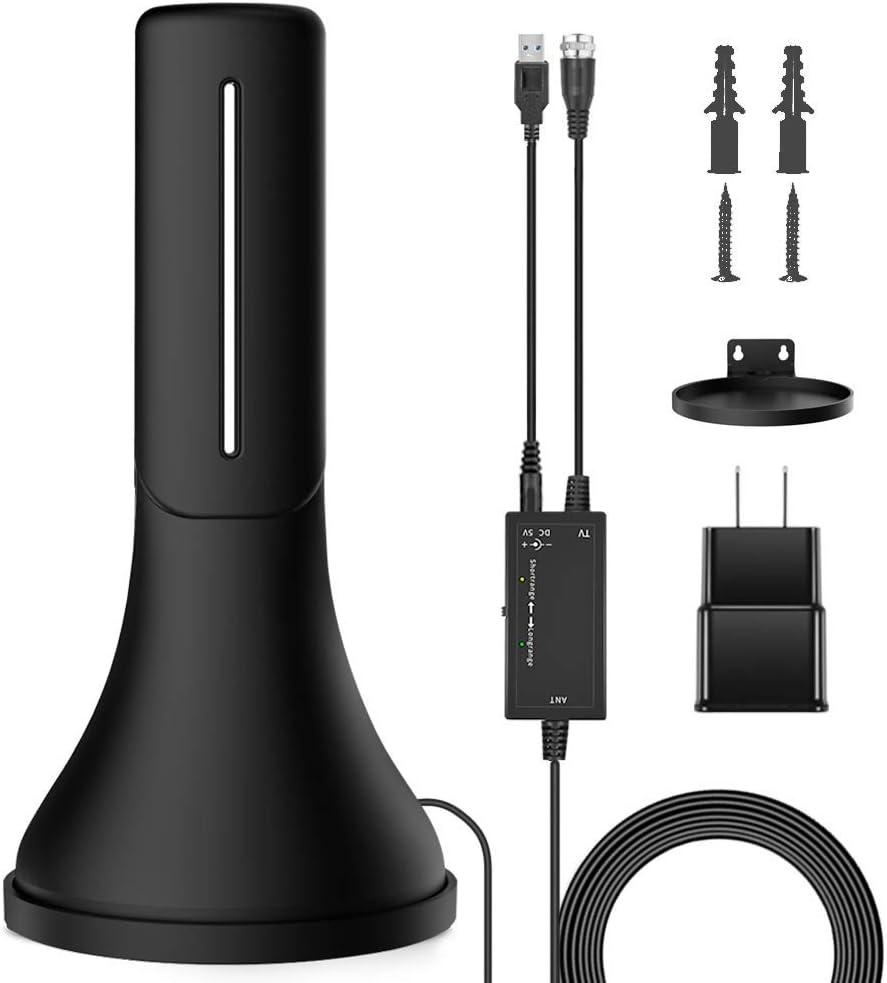 Amplified HD Digital TV Antenna, 300 Miles Range Reception Indoor HDTV Antenna with Amplifier, Supports 4K 1080P VHF UHF Channels and All TVs, Includes 13ft Coax HDTV Cable, I5-BK-Xhb-22