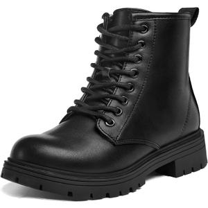 K KomForme Boys Girls Ankle Boots Lace Up Side Zipper Waterproof Combat Shoes Toddler/Little Kid/Big Kid, 10 Toddlers