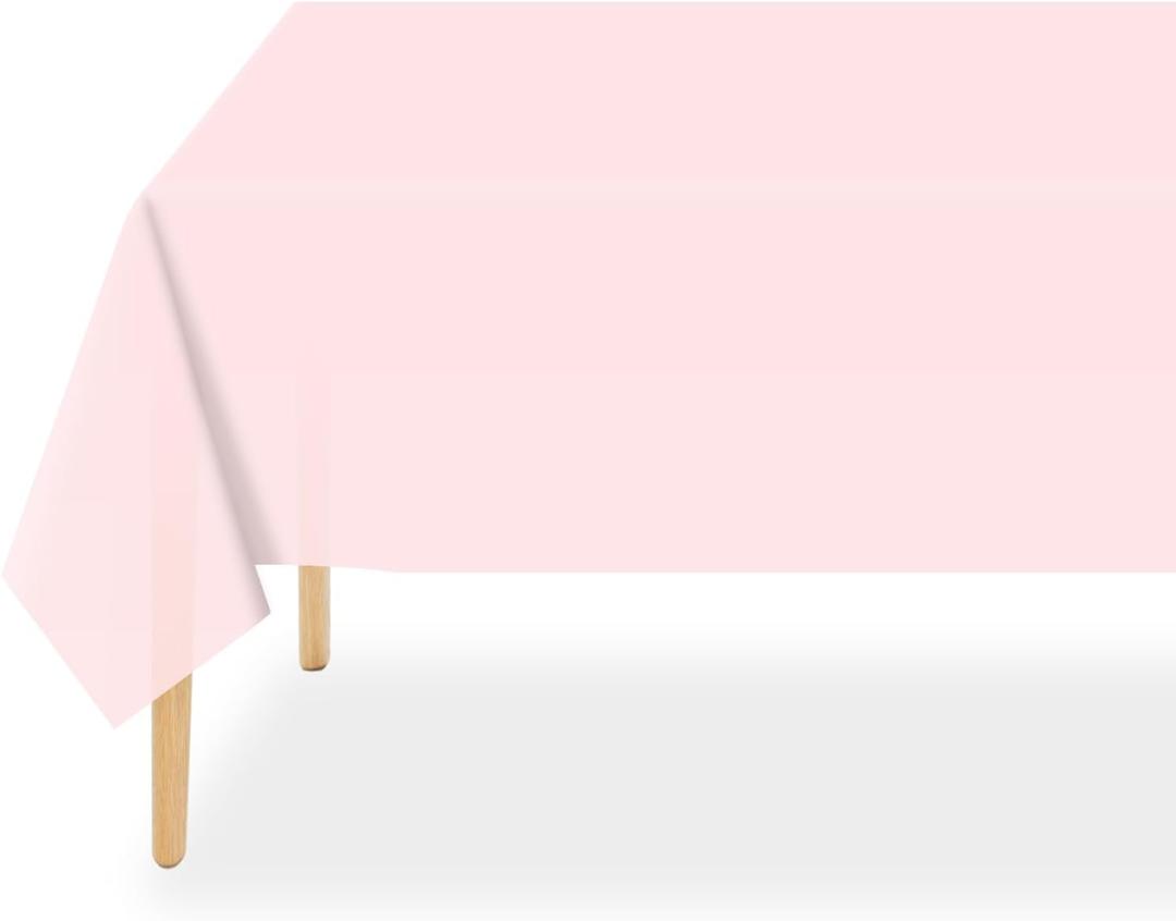 QIKSION Pink Plastic Table Cloth Disposable 6 Pack, 54 x 108 Inch Tablecloths for Valentines, Easter, Mothers Day Decorations, Baby Shower Birthday Party, Rectangle Table Cover