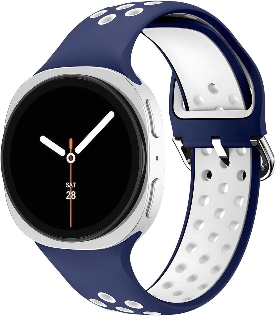 No Gap Sport Band Compatible with Samsung Galaxy Watch 8 Band 40mm 44mm/Galaxy Watch 8 Classic 46mm,Soft Silicone Two-tone Breathable Strap Men Women