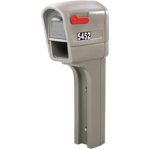 Step2 MailMaster Plus Mailbox & Post, Weather Resistant, Large Outdoor Mailboxes, Made of Durable Plastic, Easy to Install, Flag Included, Stone Gray