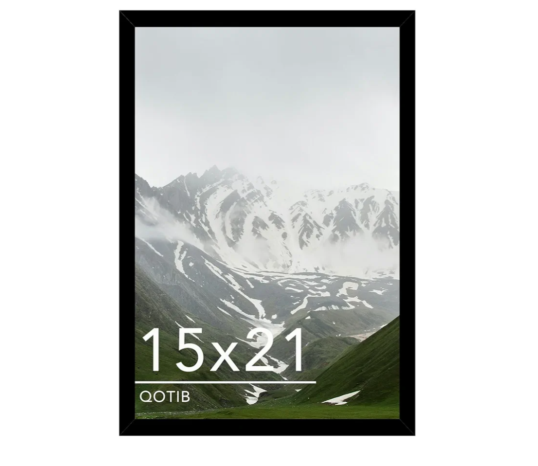 QOTIB 15x21 Picture Frame Black for Wall Mounting, Horizontal and Vertical Formats for Wall Hanging, Wood 15x21 Frame, Black, 1 Pack