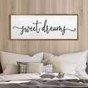 Sweet Dreams Wall Decor Above Bed Sign 24''x10'' Large Wood Framed Master Bedroom Guest Room Sweet Dreams Signs Farmhouse Rustic Wall Art Decoration (Wood)