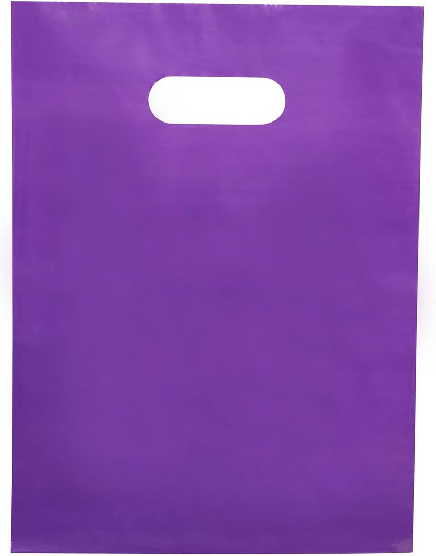 Merchandise Bags Purple Color 100 Count 9"x12" Size 1.5Mil With Handles