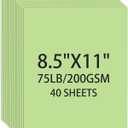 Cardstock 8.5 X 11, 40 Sheets Light Green Card Stock, 75lb/ 200gsm Pale Green Copy and Printer Paper For Art, Drawing, Invitations, DIY Cards, Watercolor, Craft, Construction, School & Office Supplie