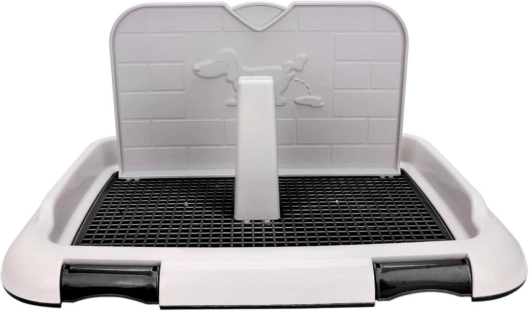 Puppy Dog Potty Tray Pee Pad Holder, Mesh Training Toilet for Small and Medium Dogs, Easy to Clean, Wall for Male Dogs, Ideal for Busy Owners (Black)