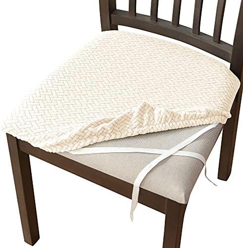 4/6 Pack Chair Seat Covers for Dining Chairs, Stretch Dining Room Chair Seat Covers, Kitchen Chair Seat Covers Protectors (Beige, 6PCS)