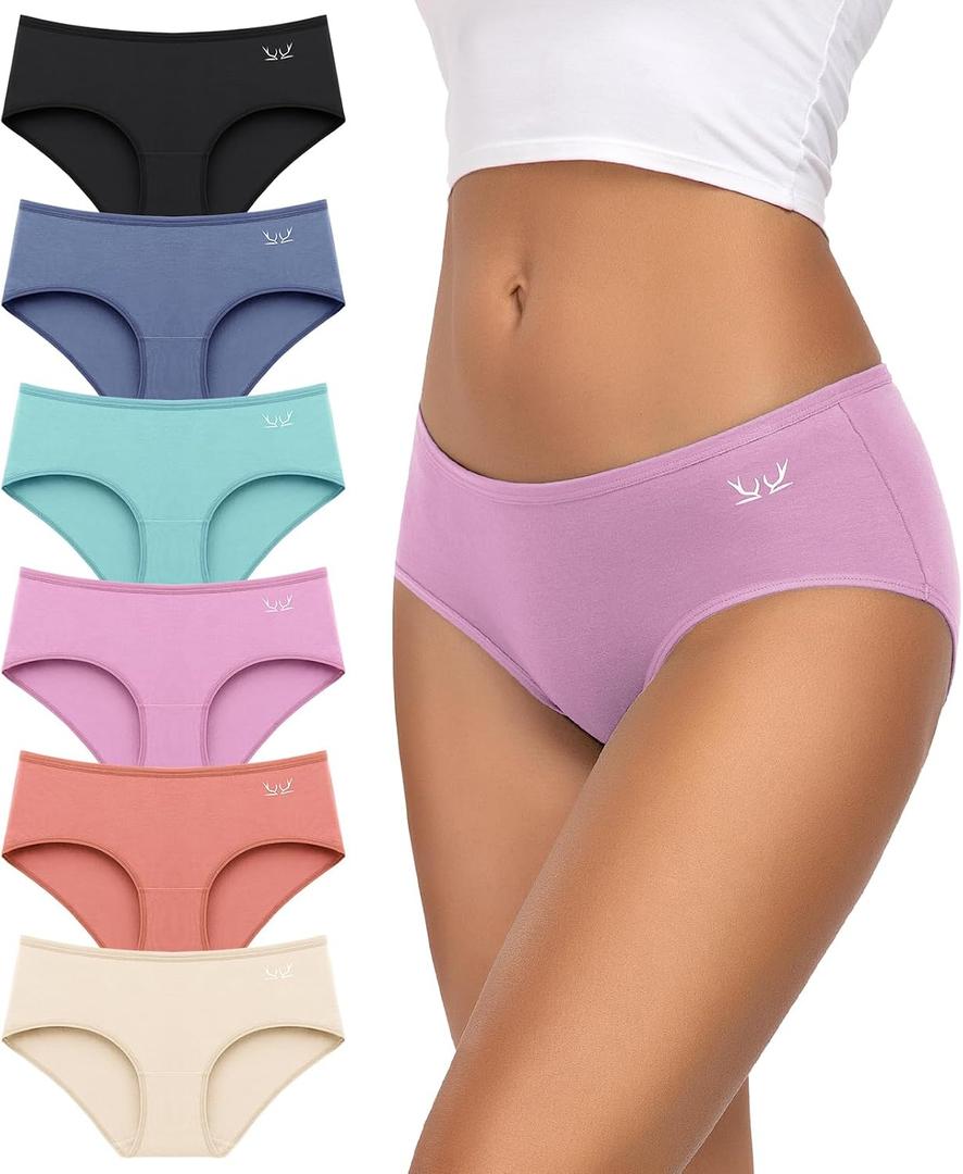 TANSTC Womens Underwear Low Rise Cotton Hipster Panties Soft Stretch Briefs Breathable Ladies Underpants 6 Pack, L