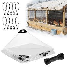 3x10ft Chicken Coop Covers Accessories for Winter - Easy to Install Waterproof Chicken Run Tarp with Elastic Cords & Rope