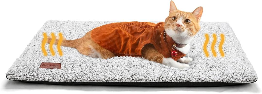 Self Warming Cat Bed Self Heating Cat Dog Mat 29.1 x 18.9 inch Extra Warm Thermal Pet Pad for Indoor Outdoor Pets with Removable Cover Non-Slip Bottom Washable (A-Light Gray)