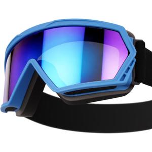 Dirt Bike Goggles Motorcycle Glasses ATV Ski Windproof Glasses for Adults, Men, Women, Youth (Blue Frame+colorful Lenses)