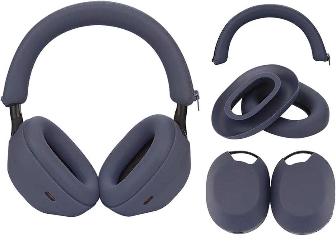 Adhiper Silicone Sweat Case Cover for Sony WH-1000XM5 Headphones,Embody Headphone Case Covers for Earpads/Headband/Shell, Sweatproof Soft Silicone AccessoriesBlue