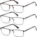 Blue Light Blocking Reading Glasses for Men With Spring Hinge Metal Full Frame Lightweight Readers Classic Trend
