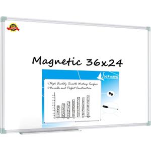 Lockways Magnetic Dry Erase Board, 36 x 24 Inch Magnetic Whiteboard White Board, 1 Dry Erase Markers, 2 Magnets for School, Home, Office (Silver)