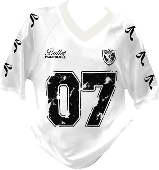 RoseSeek Girl's Jersey Y2K Oversized Graphic Number Print Tops V Neck Short Sleeve T Shirt Hip Pop Tee Streetwear 11Y