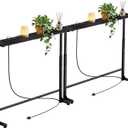 Adjustable Height Narrow Sofa Table with Built-in Power Outlets, 70" Long Console Table Behind Couch Table with Charging Station Skinny Entryway Table for Living Room & Hallway (Black), 70IN