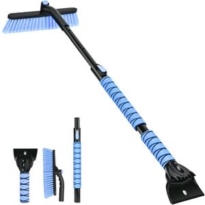 YLCVBUD 44" Snow Brush and Ice Scrapers Detachable, 360 Pivoting Soft Bristle Head,Foam Grip, for Car,Trucks,or SUV Window & Windshield Tool