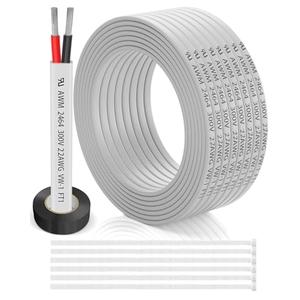 22 Gauge Wire 2 Conductor Electrical Wire 30FT, 22 AWG Flat 2 Wire Cable Tinned Copper/PVC Flexible/Stranded 22/2 Cord for Automotive, LED Lighting, 12V 24V Low Voltage Cable, Marine etc.