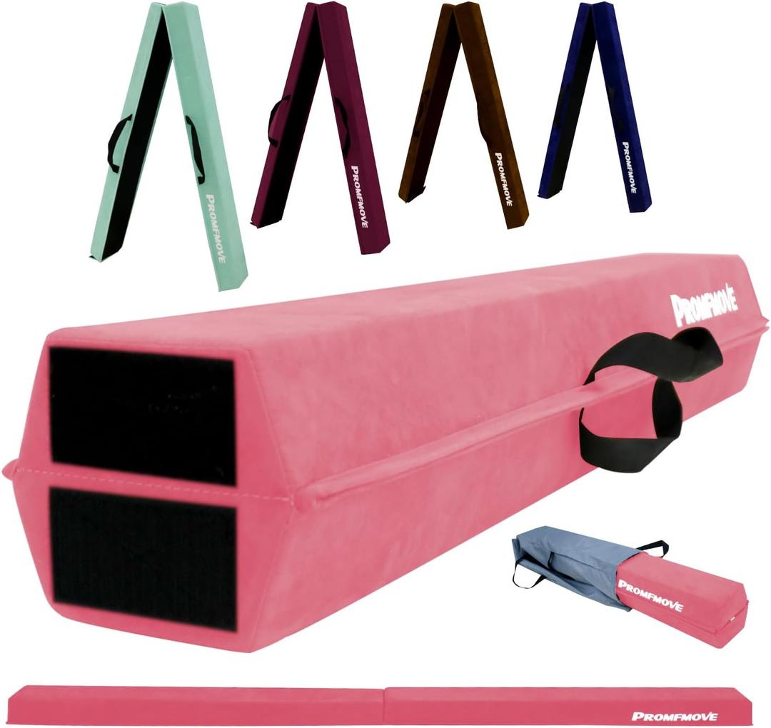 6 FT / 8 FT / 9 FT /10 FT Balance Beam Folding Gymnastics Beam - Extra Firm - Suede Cover - Anti Slip Bottom with Carry Bag for Kids/Adults Home Use