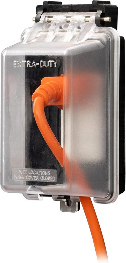 UltraPro Outdoor Outlet Cover, Single Gang Outdoor Outlet Cover Weatherproof Enclosure, Rated for Wet Locations, Outdoor Electrical Box Waterproof Plug Covers, Black, 49204 (1 Pack)