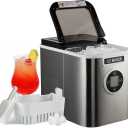 KOUDERA Countertop Ice Maker with 9 Bullet Ice, Portable Ice Maker with 26.5lb/24H, Self-Cleaning, Ice Scoop and Basket, Suit for Home/Office/Bar/Party, Silver