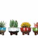 ARTKETTY Succulent Pots - 4.3 Inch Small Plant Pots with Drainage Set of 4, Ceramic Pots for Indoor Plants Glazed Cactus Flower Planter Container