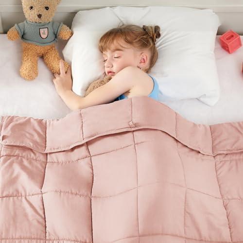 yescool Weighted Blanket 7 Pounds Cooling Weighted Lap Blanket, Pink Heavy Blanket for Sleeping, Washable Weighted Throw Blanket for 60-80lbs, 40"x60"