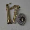 Bathroom Faucet GGStudy 360 Swivel Single-Handle One Hole Bathroom Vessel Sink Faucet Matching Pop Up Drain Brushed Gold Farmhouse Bathroom Vanity Faucet