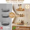 360 Rotating Makeup Organizer, Upgraded 3 Tier Skincare Perfume Organizers for Women, Bathroom Organizer Countertop, Clear Cosmetic Dresser Organizer with Makeup Brush Holder, Sink&Counter(Amber)