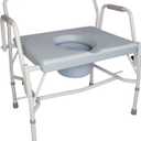 DMI Drop Arm Portable Toilet Commode, Extra-Wide Seat, 500 Pound Weight Capacity, Bucket with Lid Included, Adjustable Legs, Elderly Assistance Products, Grey