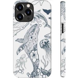 for iPhone 13 Pro Case Cute – Wireless Charging Compatible – Dual-Layer Shockproof Protection with Stylish Wildflower Design – Protective Cover for Women - Oceanic Whale Creatures