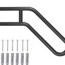 Hand Rails for Outdoor Steps Stair Railing Indoor Rail Metal Heavy Duty Non-Slip 1-3 Step Wall Mount Grab Bars U-Shape Safety Handle Garage Porch Courtyard Doorways (23") (1 Pack 23")