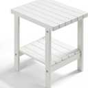 PASAMIC 2-Tier Adirondack Square Side Table, HDPE Outdoor End Tables, Weather Resistant Side Table for Patio, Backyard, Pool, Indoor Companion, Beach, Easy Maintenance