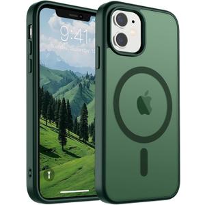 SUPFINE Magnetic for iPhone 11 Phone Case (Compatible with MagSafe) (Military Grade Drop Protection) Slim Translucent Matte Shockproof with Anti-Fingerprint Phone Case, Forest Green